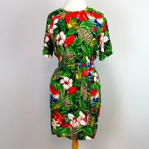 Carol Anderson Vintage Tropical Print Dress Sz 10